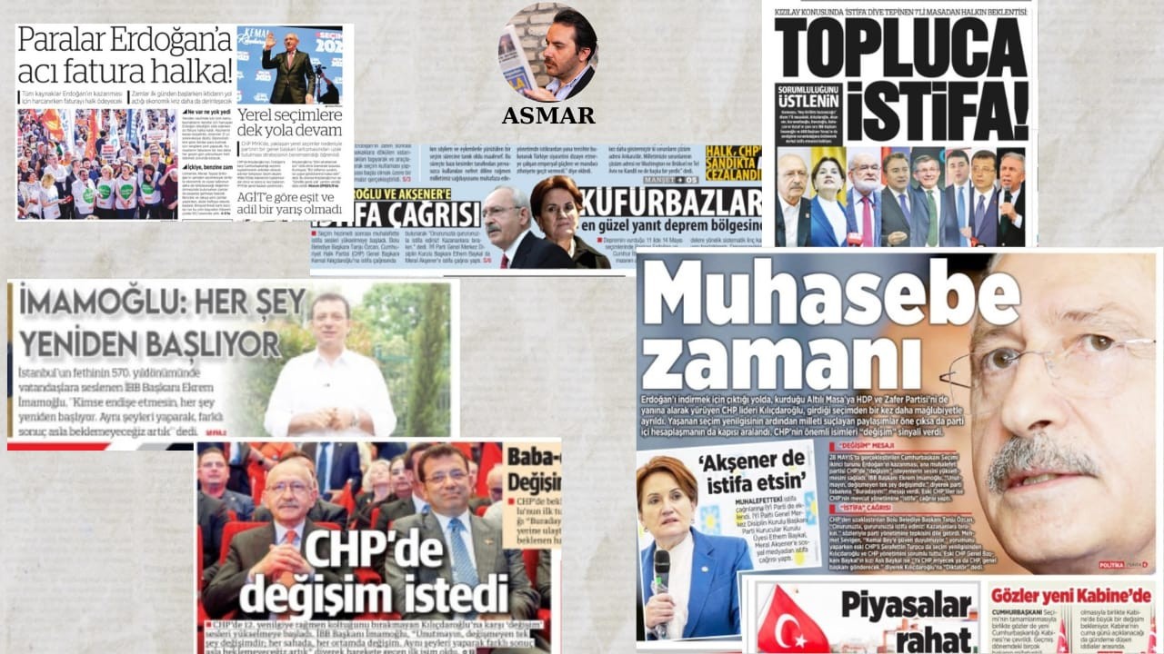 علي اسمر : عناوين الصحف التركية اليوم تتحدث عن موضوع إستقالة كمال كلجدرا اوغلو من حزب الشعب الجمهوري